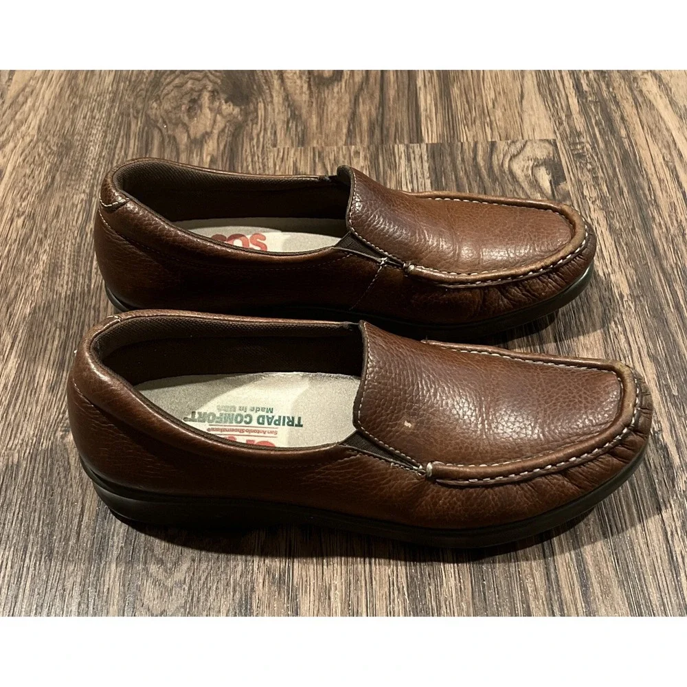 SAS Soft Step Shoes Womens Brown 9S Leather Tripad Comfort Made in USA Slip On